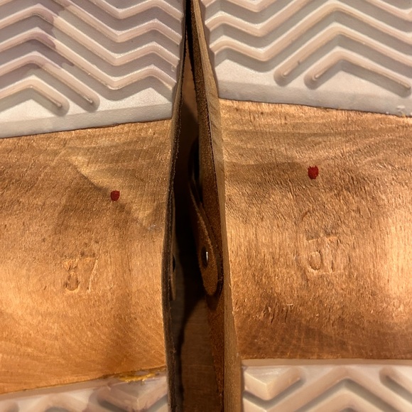 MIA Alma Swedish Wooden Sole Leather Suede Clogs Brown Size 37 (US 7) - Picture 6 of 7